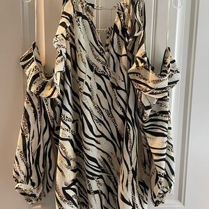 Animal Print Cold Shoulder Top